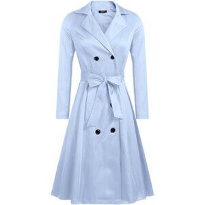 Women's Trench Coats Double-Breasted Long Coat with Belt